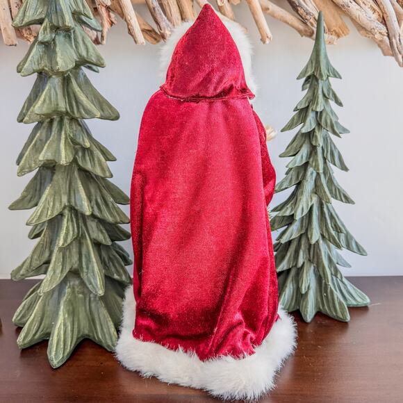 Vintage Burgundy/Gold Santa Claus Tabletop/Treetop Christmas Decor w Garland 16” - Picture 4 of 9